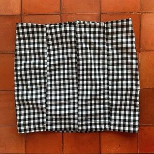Sz 10 Free People Black & White Checkered Gingham Preppy Mini Skirt GUC